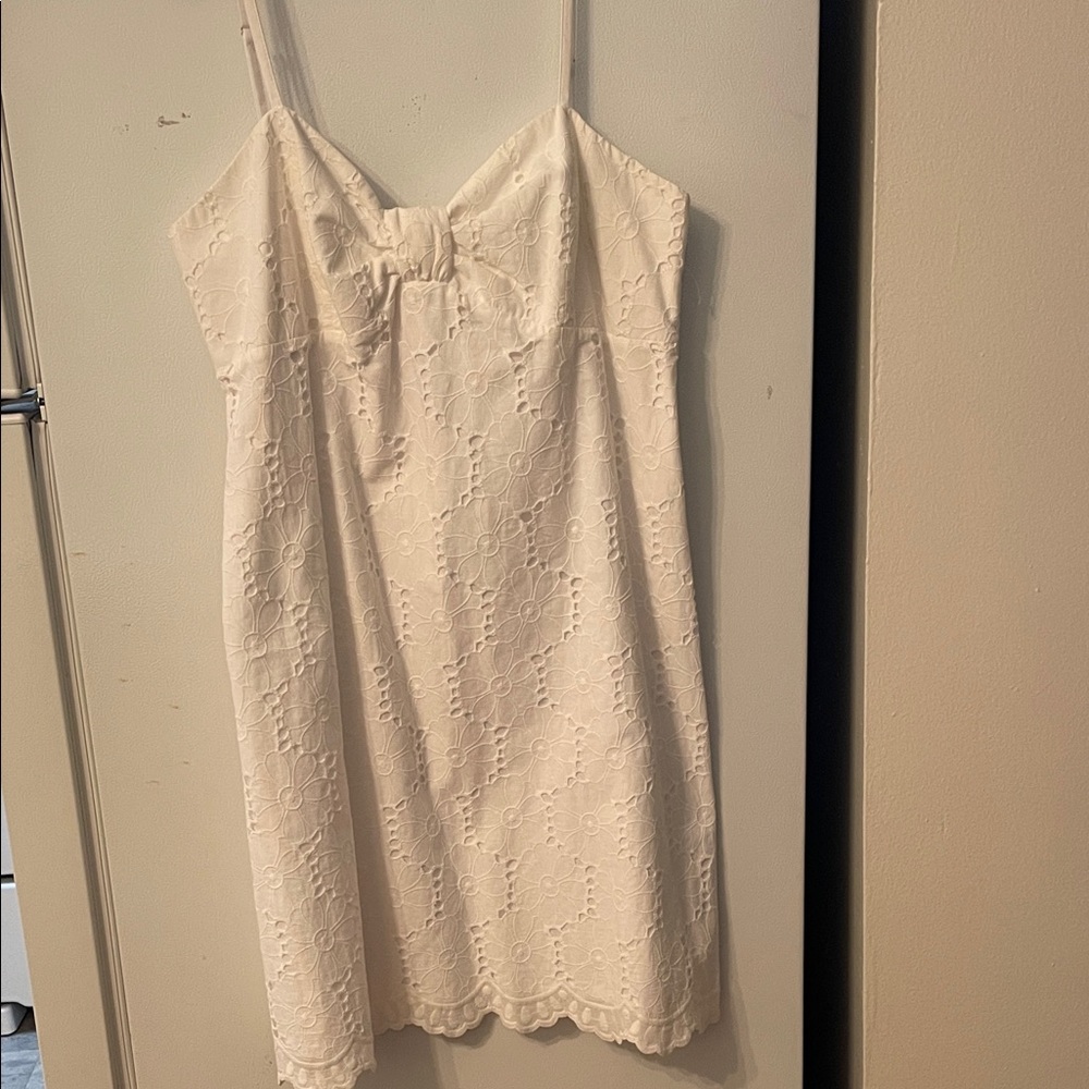 Lilly Pulitzer Size 14 White 100%Cotton Cottage Floral Short Resort Preppy Dress